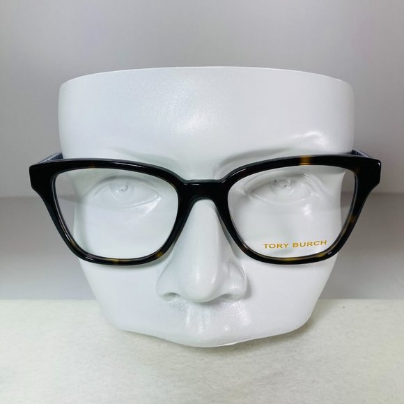 Tory Burch Rectangle Brown Tortoise And Navy Blue Eyeglasses Glasses Frames NWOT - Picture 11 of 12